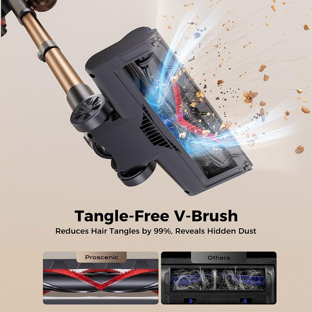 Беспроводной пылесос Proscenic P11 Ultra, мощность всасывания 40 кПа, время работы 40 мин, щетка без спутывания, 4-ступенчатая фильтрация, зеленые светодиодные фары