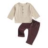 Toddler Boys 2PCS Pants Sets 6M 12M 18M 24M 3Y 4Y Long Sleeve Button Down Tops and Drawstring Pants Sets