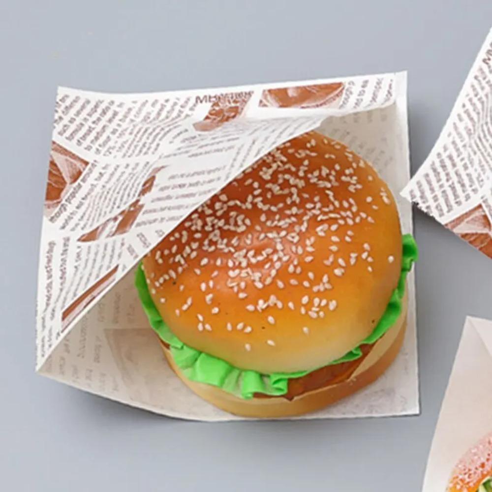 100Pcs 15x15cm Sandwich Wrappers Oilproof Disposable Hamburger Pouch Restaurant