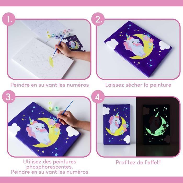 Peinture par numéro - BONNYCO - Licornes - Lot de 3 toiles - Activité manuelle - Cadeau enfant