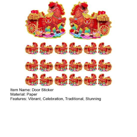 10 пар наклеек на дверь на китайский Новый год, настенные наклейки со знаком зодиака Лошадь, 2026 год