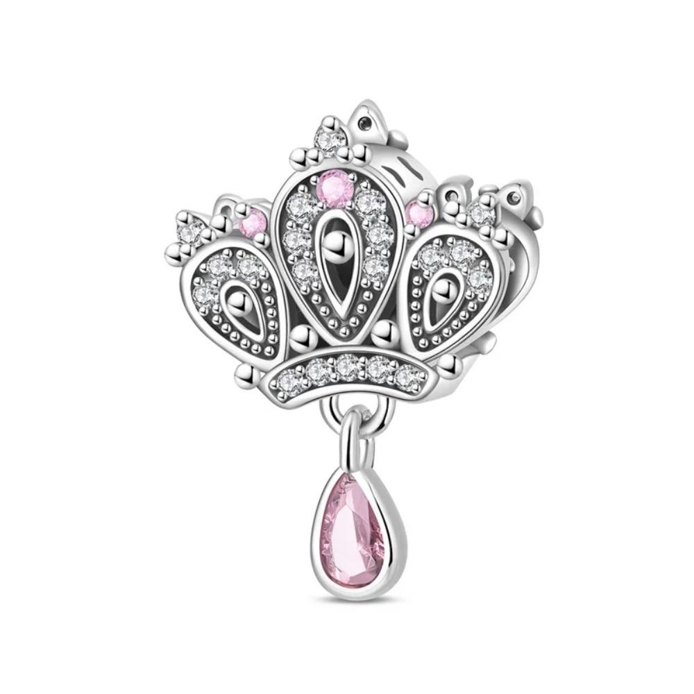 925 Silver Pink Blossom Dangle Charm Butterfly Heart Flower Rose Bird Bead For DIY Necklace Bracelet Fine Jewellery