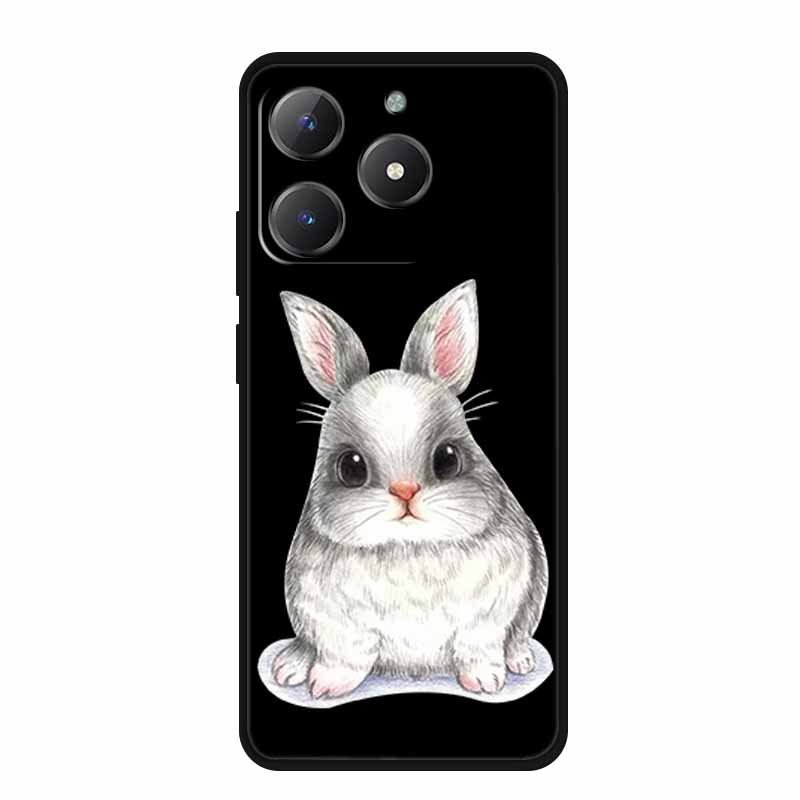 Черный силиконовый чехол для Realme Narzo N61 Чехол N 61 Funda Мультяшный кот Мягкая задняя крышка для Realme Note 60 Чехол для телефона Ракушки Coque