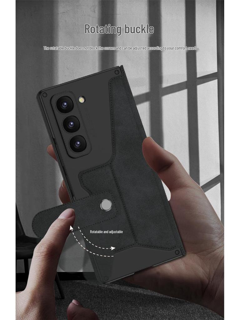 Бизнес-стиль Samsung Z Fold7 Armor чехол-книжка со слотом для ручки, держателем для карт и защитной пленкой для экрана.
