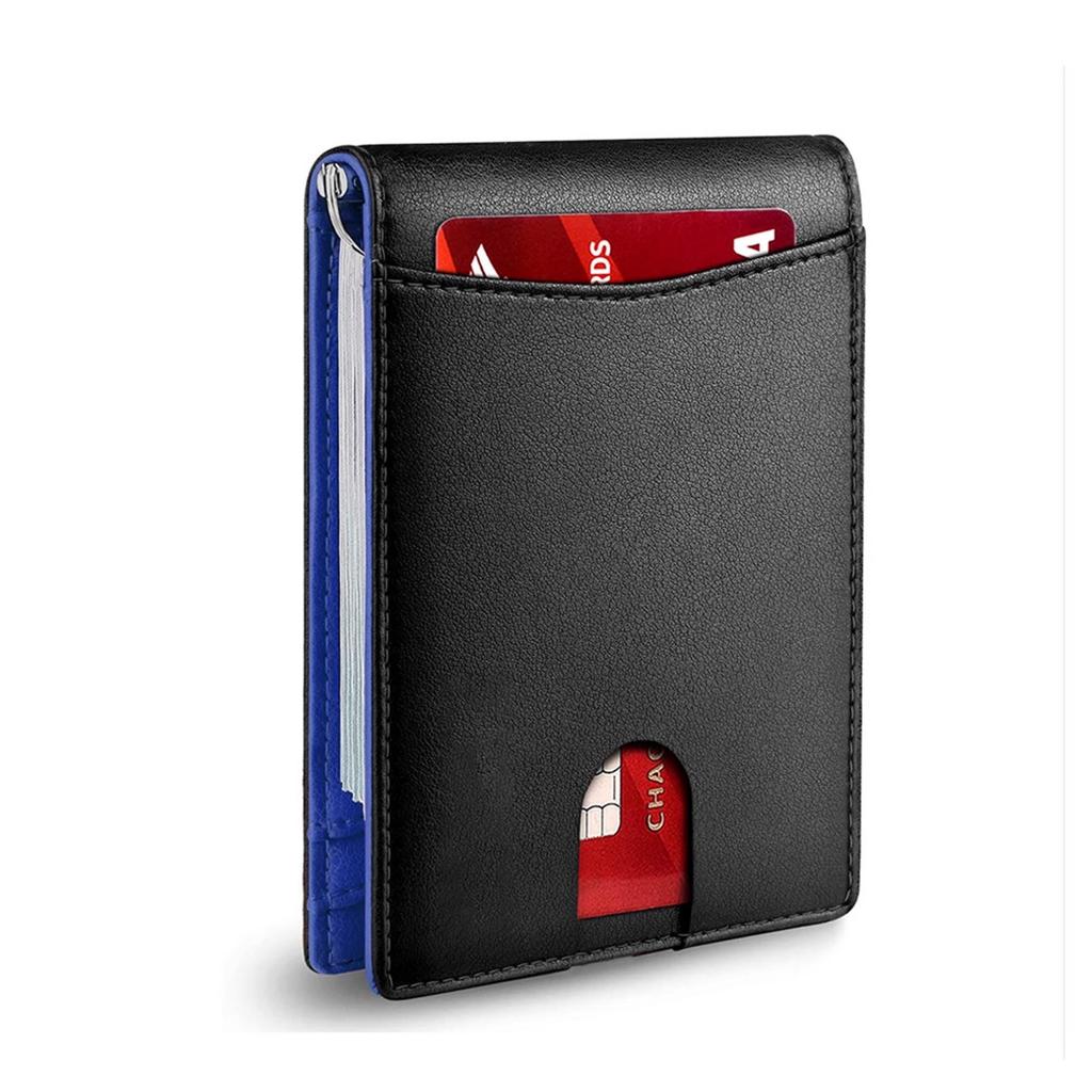Men's Ultra-thin Wallet Europe and the United States Simple Casual RFID Dollar Clip Leather Card Bag Wallet Men Integrated
