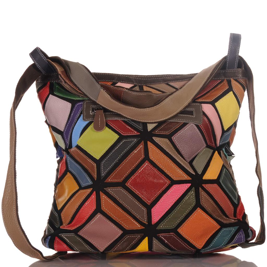 Women's Leather Shoulder Bag – Patchwork Design