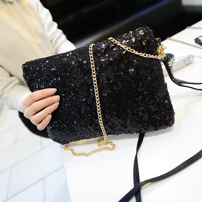 Женская коктейльная сумка-клатч с пайетками