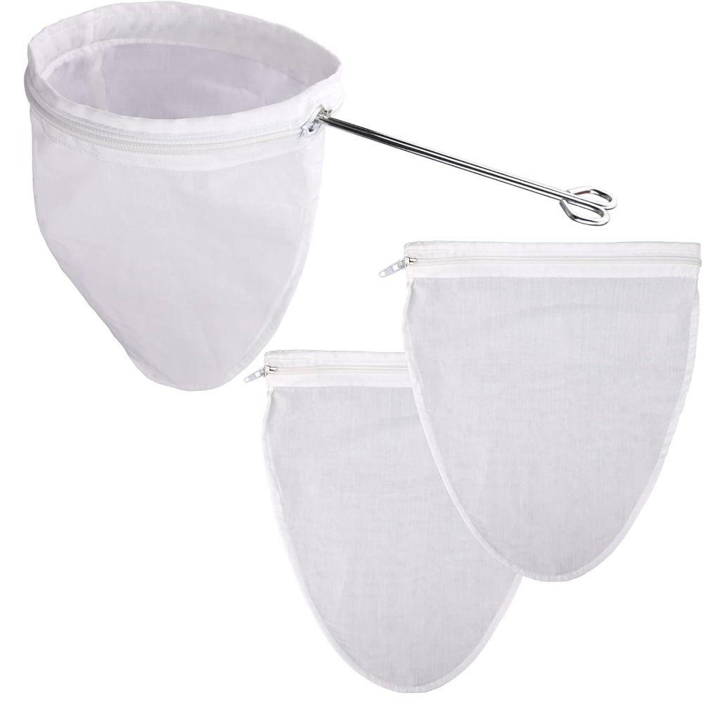 Ultra Fine Mesh Mesh Filter Bags Reusable Washable Strainer Bags with Stand Stainless Steel Handle Cotton Cloth