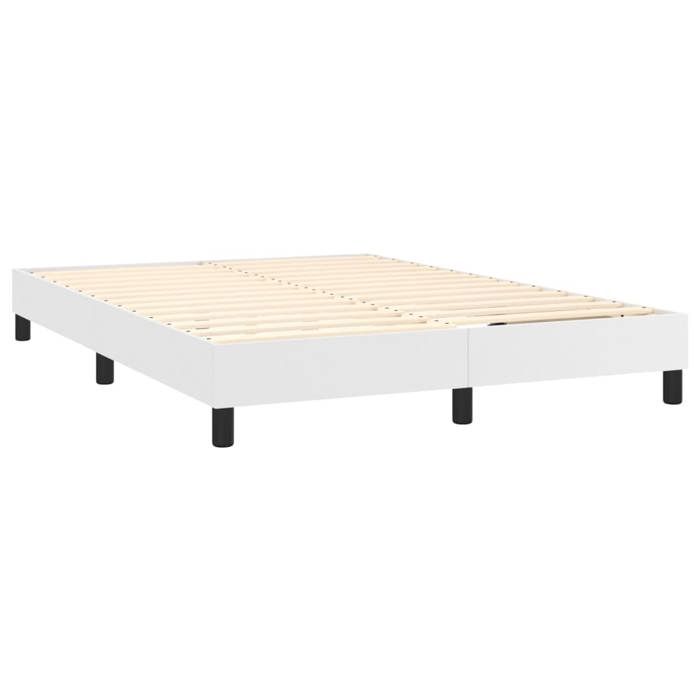 Maison Exclusive - Sommier à lattes de lit avec matelas Blanc 140x200cm Similicuir