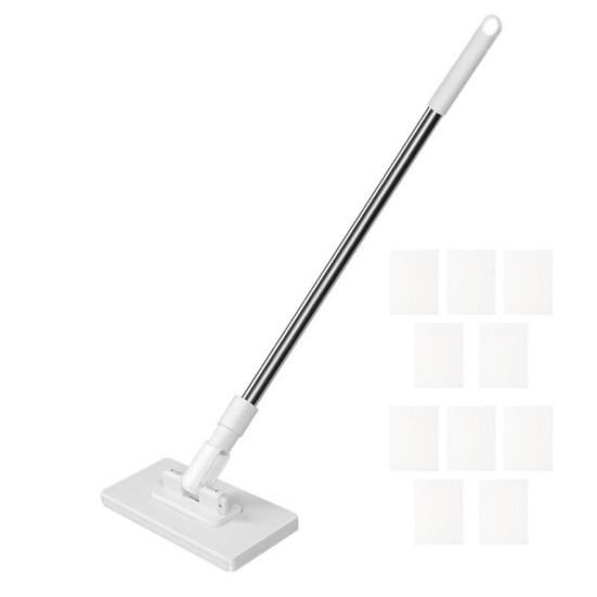 Мини-швабра Snap Grip Zero Touch со сменной тканью, ленивая швабра, швабра с длинной ручкой и плоской головкой с фиксацией, со шваброй для подметания для влажной и сухой уборки дома, ванной комнаты