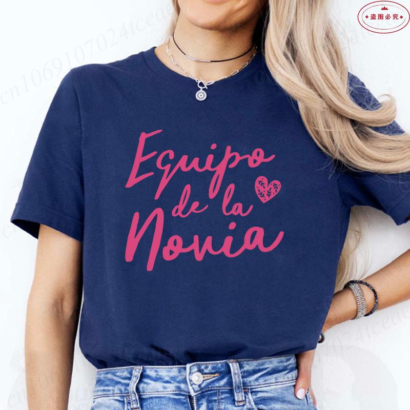 Spanish Team Bride Squad T-Shirt Woman Bachelorette Party Blouses Girl Single Farewell Tops Bridal Wedding Short Sleeve Tees