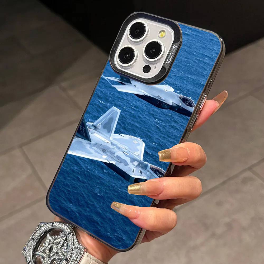 F-Fighter F35 F-22 Lightning Чехол для телефона для iPhone 17,16,15,14,13,12,11 Plus,Pro Max,XS,Красочный Серебряный чехол для телефона Funda Cover