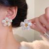 French Retro Pearl Flower Earrings: Trendy Hong Kong Style, Luxury Niche, Versatile and Elegant.