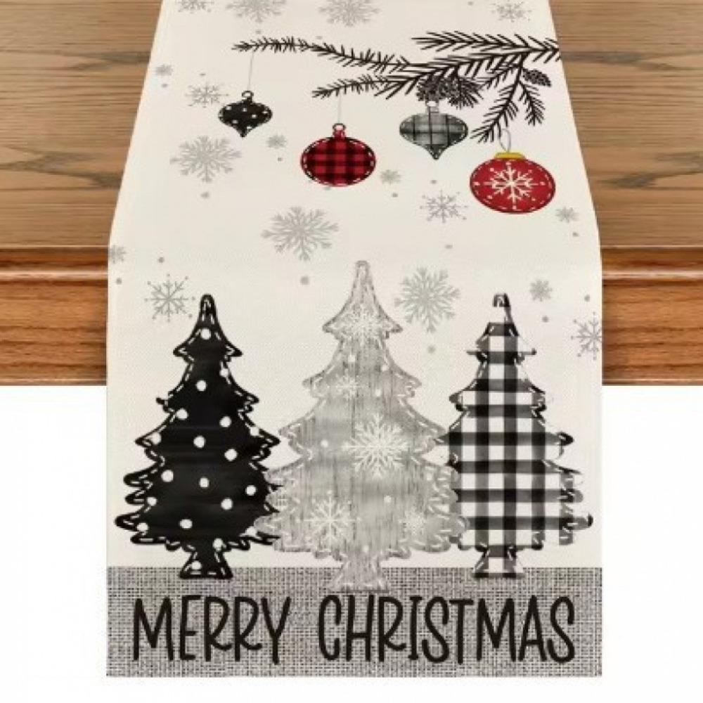 Праздничная скатерть-дорожка Рождественское украшение Принт Льняная настольная салфетка Маленькая накидка на обеденный стол