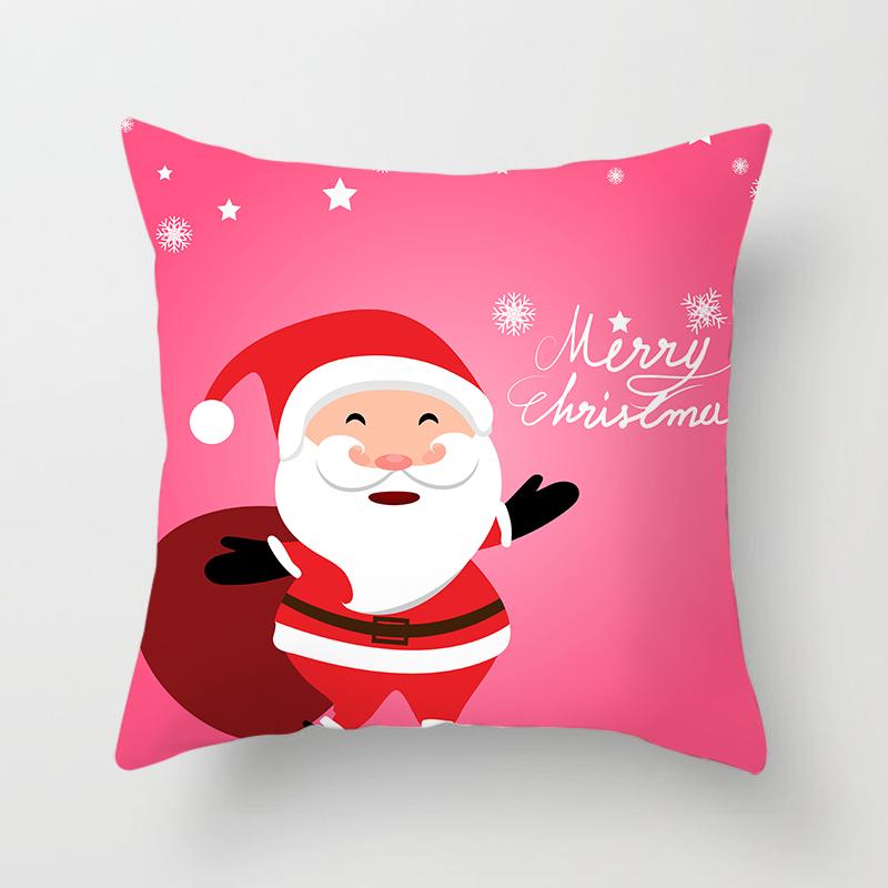 Cartoon Santa Claus Pillowcase Sofa Kids Room Decoration Merry Christmas Cushion Cover