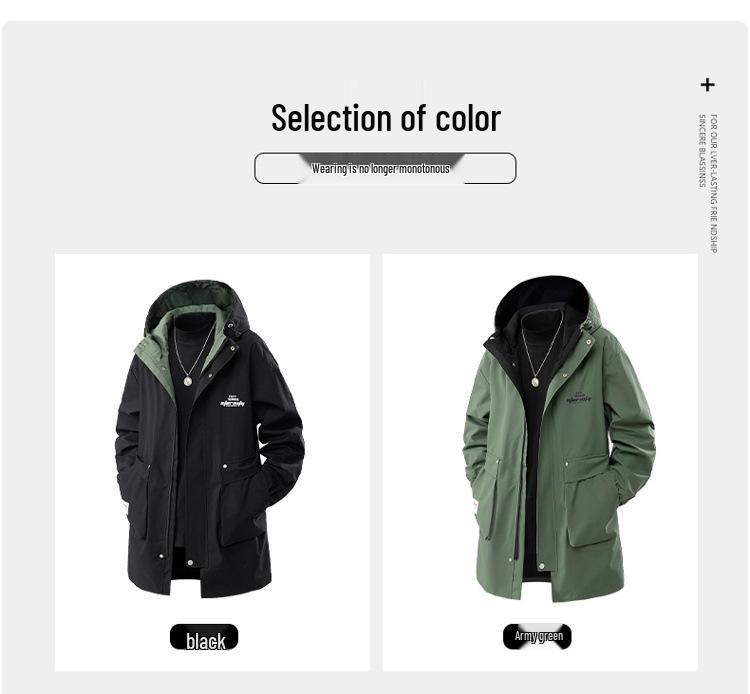 Мужской плащ-тренч со капюшоном средней длины "Пугало" - Модный, свободный, больших размеров для весны и осени