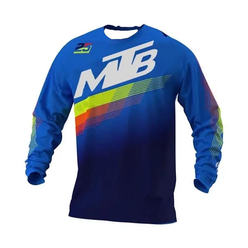 Breathable MTB Long Sleeve Shirt Gradient Print Mountain Bike Dirt Bike Family Riding Jersey