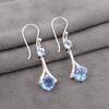 Tanzanite Gemstone 925 Sterling Silver Jewelry Zircon Earrings 1.84" For Party CZE-9-12