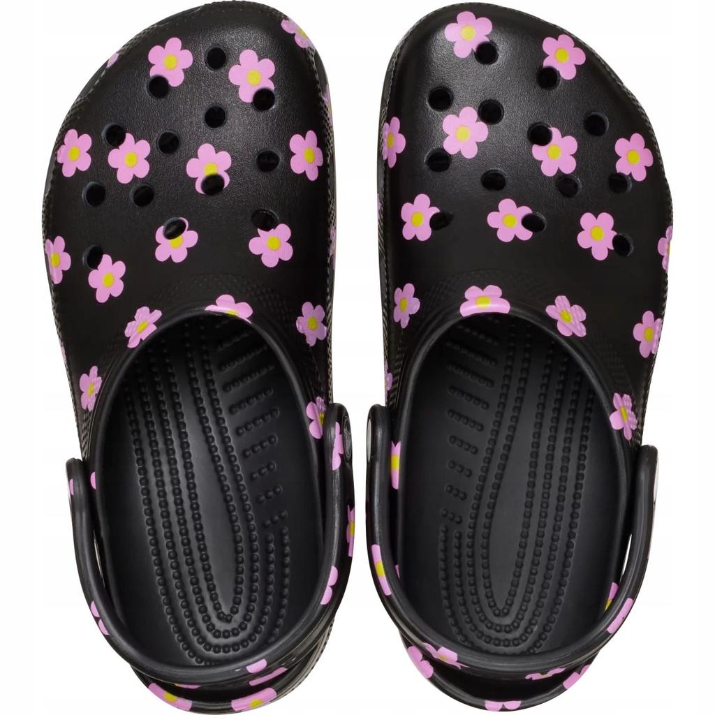 Crocs Classic Flower Clog Women 212677 Black 38-39 EU Comfort Lightweight Non-Slip Shoes