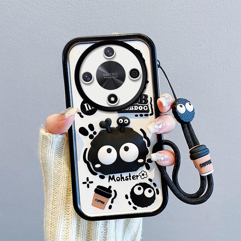 KEYSION Противоударный чехол для HONOR X9b 5G со шнурком, силиконовый милый 3D-чехол для телефона с мультяшной куклой для Huawei Honor Magic 6 Lite 5G
