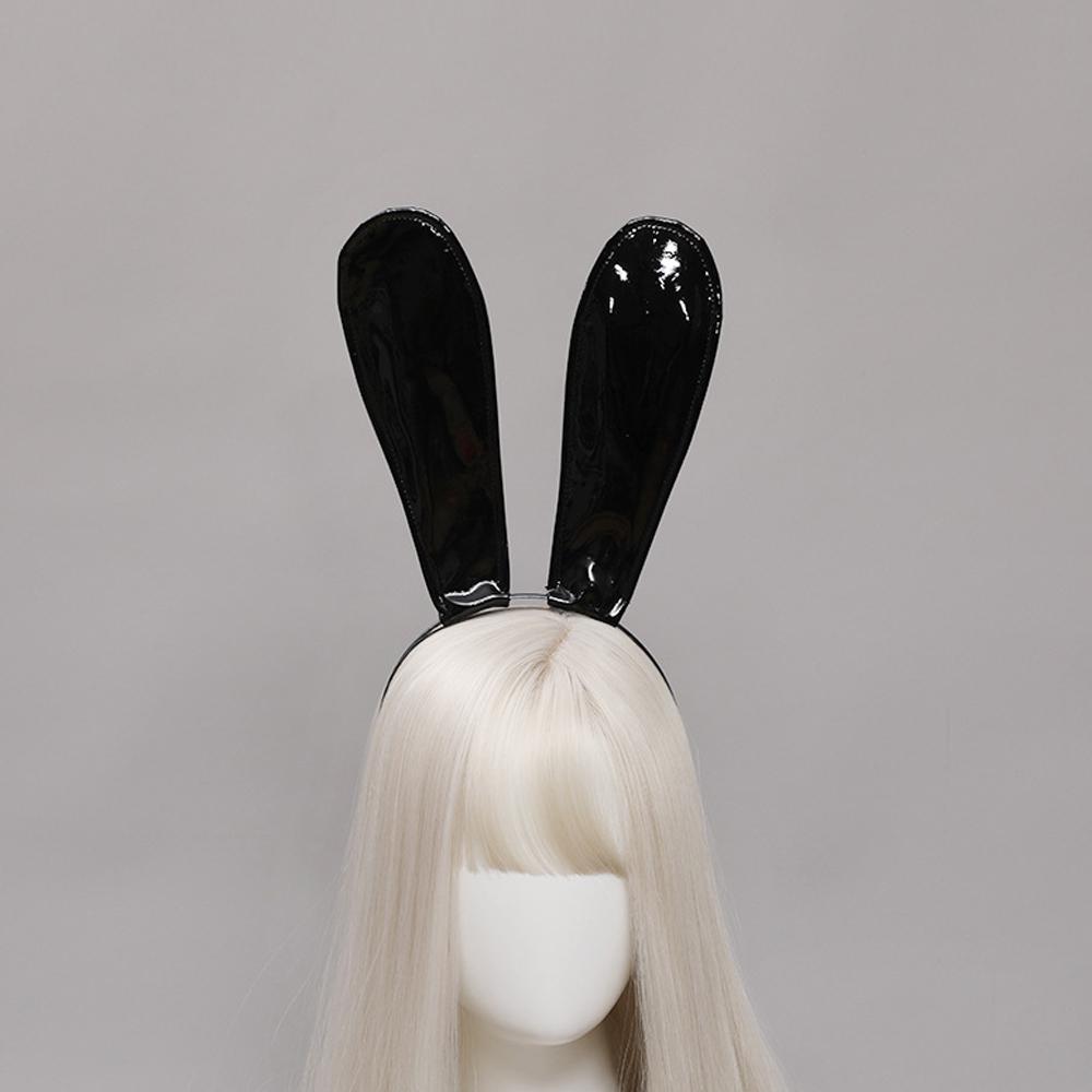 Sexy Bunny Maids Ears Headband Cosplay Leather Rabbit Ear Hairband DJ Night Club Bar Headwear Party Hair Hoop High Quality