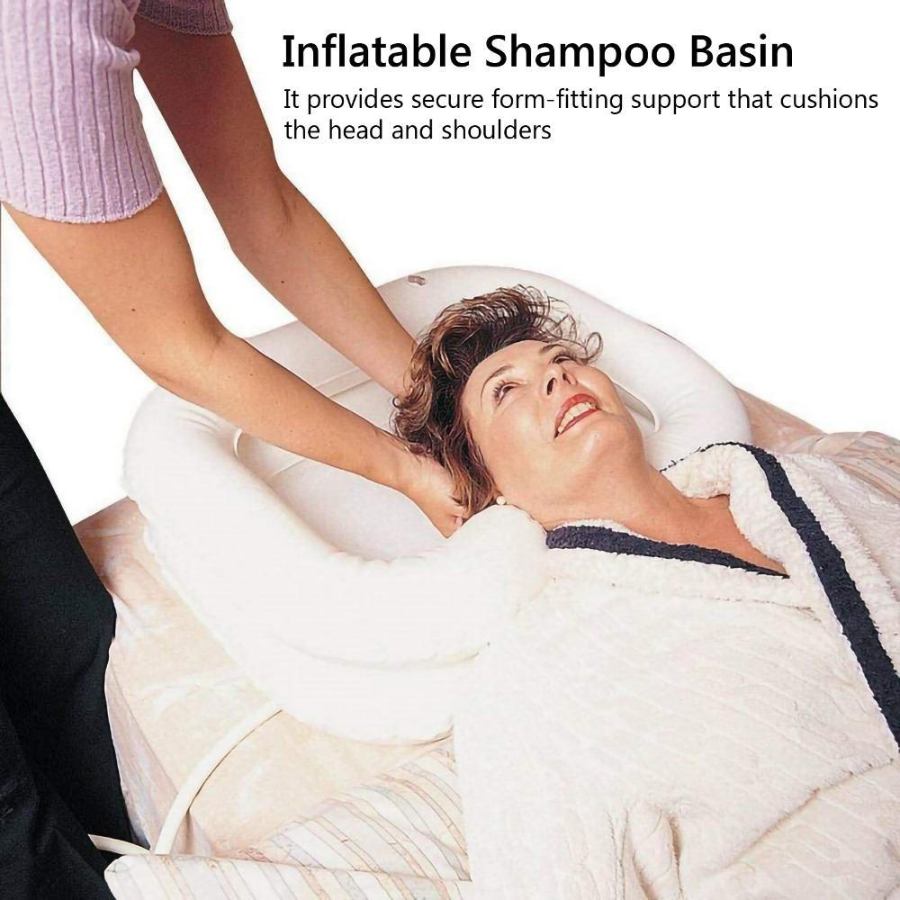 With Tube Hair Washing Basin PVC Material Shampoo Bowl Inflatable Shampoo Basin  Bedside Use