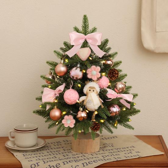 Мини-елка 45 см, светящаяся настольная искусственная рождественская сосна, работающая от батареек, маленькая