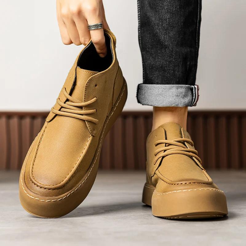 2024 Повседневная кожаная обувь Итальянская шнуровка Универсальная повседневная обувь Люксовый бренд Мужская повседневная британская ретро мужская обувь Размер 38-44