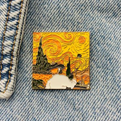 Новая эмалированная булавка Ван Гога, пшеничное поле, металлический разъем, подарок на день рождения, 1 шт.
