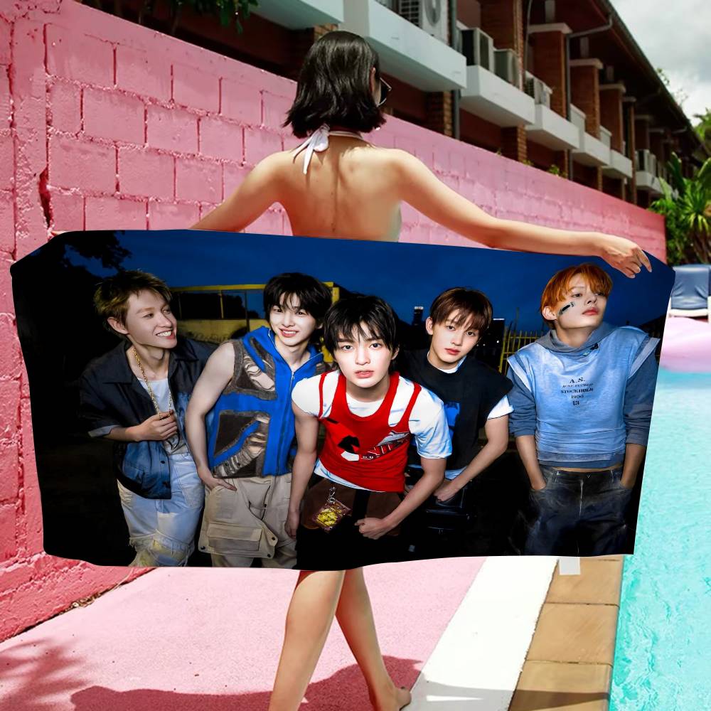 Kpop CORTIS Микрофибра С принтом Пляжное полотенце Альпинизм Йога Пляж Плавание Бег Впитывающее Мягкое полотенце