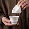 White Porcelain Handmade Master Cup Household Hand-painted Flower Mouth Teacup Luxury Cute Cup Smelling Cup Tableware Crafts