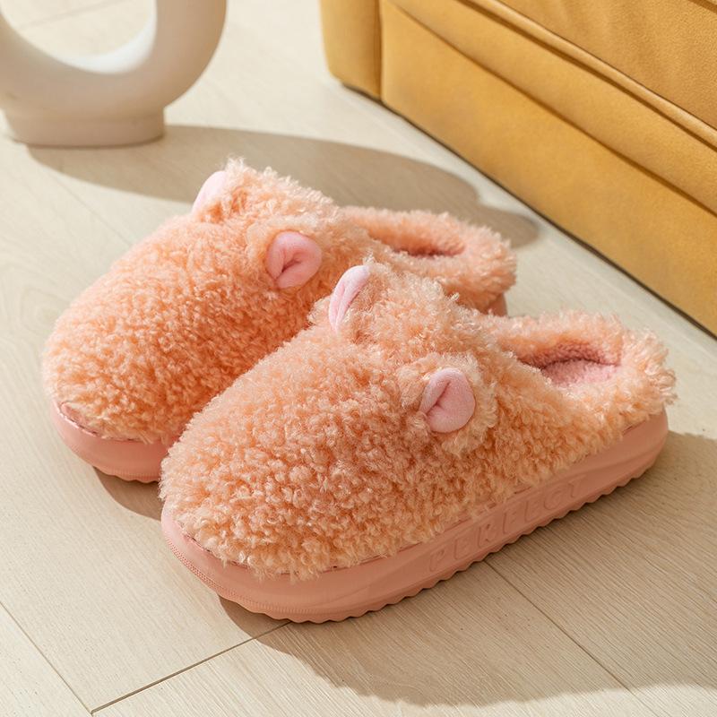 Женские тапочки осень и зима милые мультяшные пары для дома в помещении и на улице толстая подошва нескользящая и бархатная для сохранения тепла