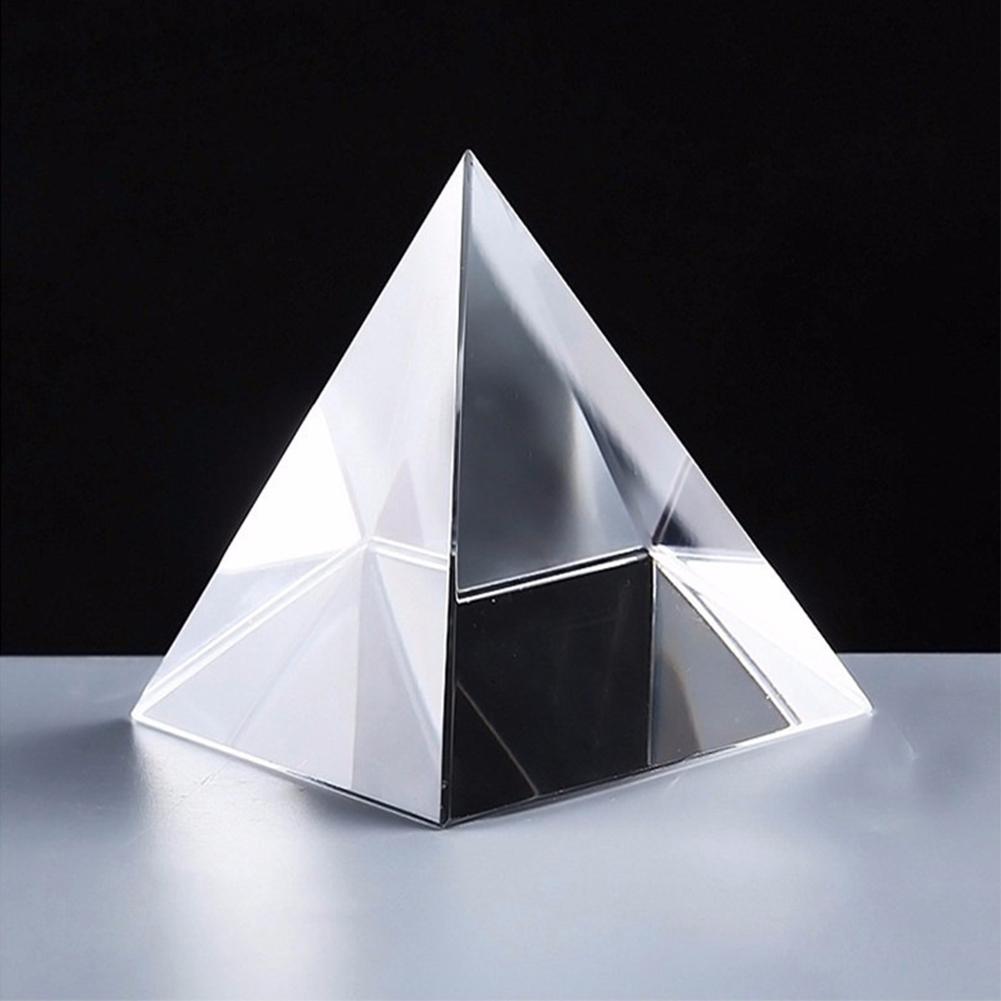 Hot 5/6/7/8cm Clear Glass Faux Crystal Pyramid Prism Crafts Home Office Ornament Decoration Gift