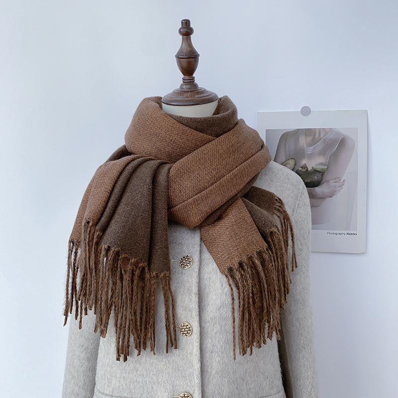 35 цветов 2024 осень и зима новый двухсторонний однотонный искусственный кашемировый кисточный платок утолщенный теплый шарф для мужчин и женщин