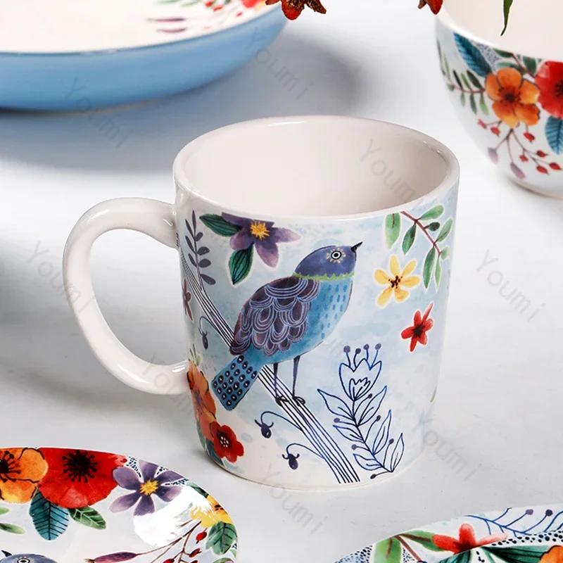 Креативные расписанные вручную керамические тарелки, роскошные ресторанные тарелки для салатов, стейков, домашняя вкусная паста, обеденная тарелка, нежные миски для рамена