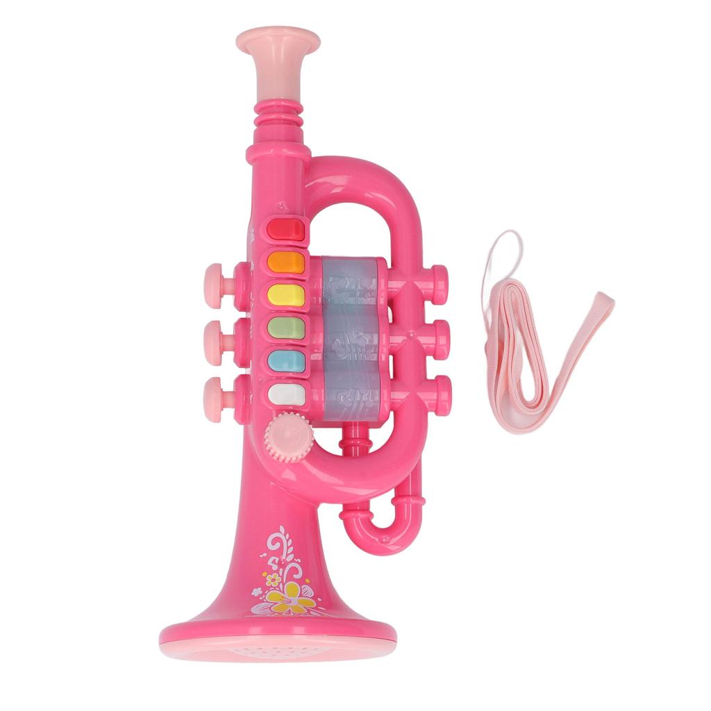 Horn Toy Simulation Design Dynamic Lighting Effect Musical Instrument Horn Toy Gift with Lanyard for 3 Years Old