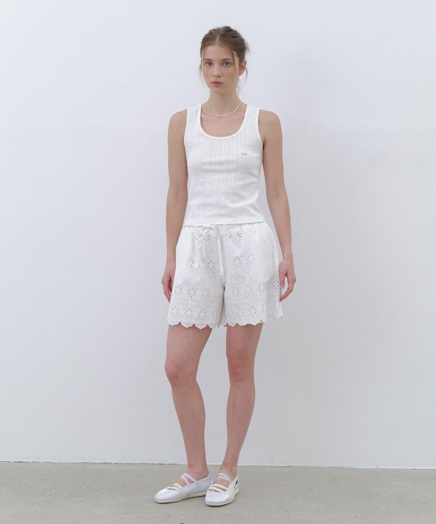 CLUNY Eyelet Lace Shorts - White