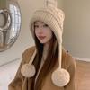 Wool Hat Women's Winter Plush Thickened Hairball Ear Protection Warm Hat Cold-proof Knitted Hat