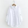 Spring Fashion Embroidered Shirt Women Stylish Loose Blouse with Lapel Collar