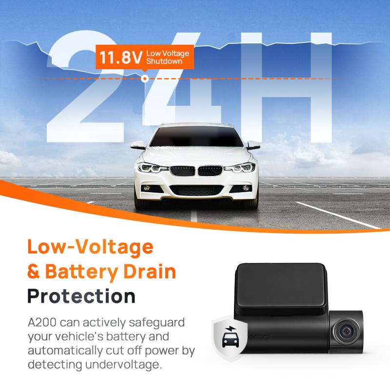 Глобальный 70mai Dash Cam A200 Двухканальная запись 1080P HDR 2'' IPS экран 24H Парковочный монитор 70mai Car DVR A200 WIFI APP 130° FOV