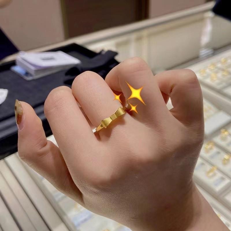 Изящное кольцо-бантик с покрытием из латуни золотого цвета, красивый витой дизайн, регулируемый размер для дам