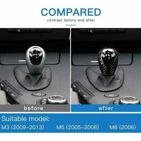 Carbon Fiber Console Gear Shift Knob Cover For BMW M3 M5 M6 E63 E60 E92