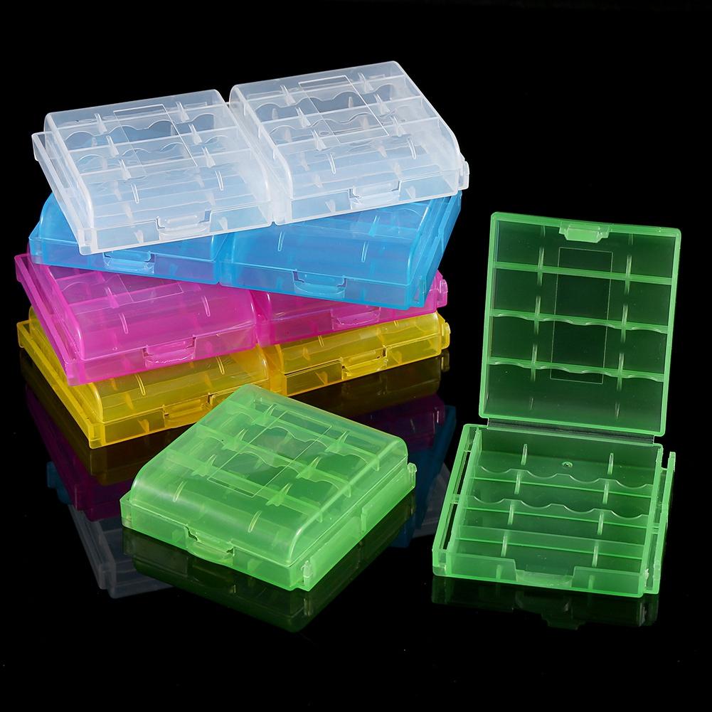 5 Colors Multifunctional Transparent Hard Plastic Case Holder Storage Box For AA AAA Battery