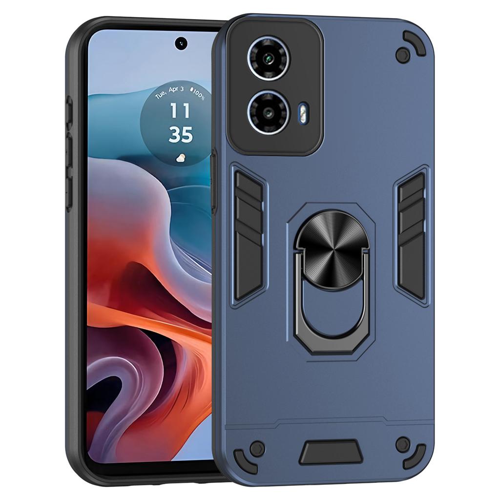 Для Motorola Moto G45 5G/G34 5G чехол с подставкой гибридный чехол для телефона из ПК+ТПУ с автомобильным креплением металлический лист