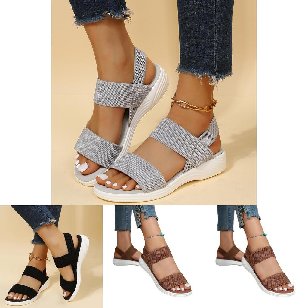 Stylish Fish-mouth Casual Sandals With Elastic Strap For Women Characters)