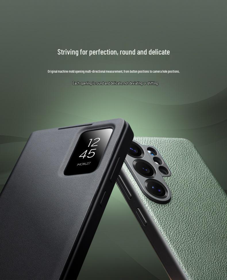 Кожаный чехол-книжка Chali с умным окном для Samsung S26 Ultra