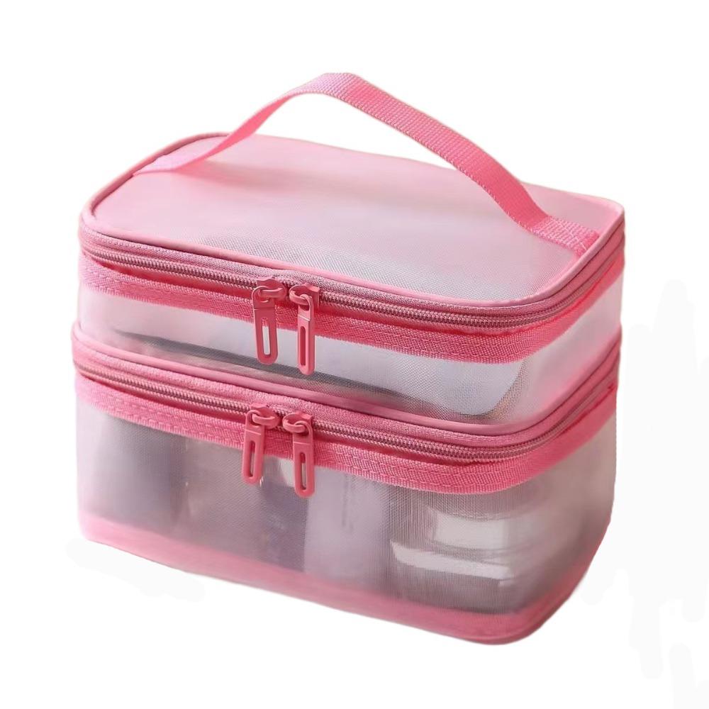 Multifunctional Transparent Mesh Travel Cosmetic Bag Storage 2/3 layer Toiletry Bag Large Capacity Makeup Case Cosmetic Storage