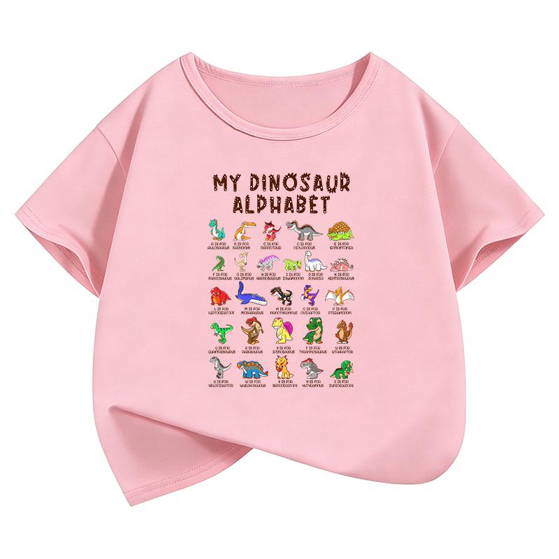 T-Shirt Funny Animal Dinosaur Printed T Shirt Girls' Summer Manga Short Sleeve Tops T-Shirts Cute Boys Clothing