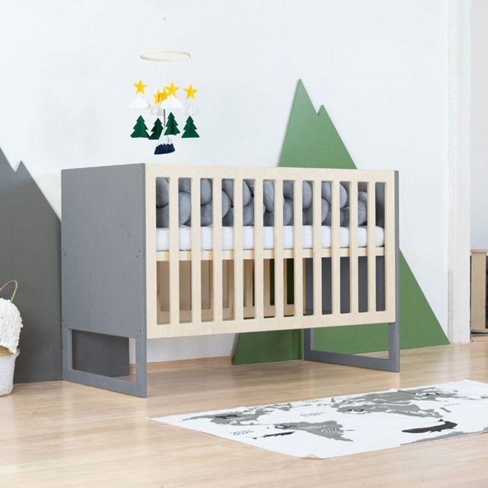 Lit bébé CHRUPPY 60 x 120 cm gris et naturel