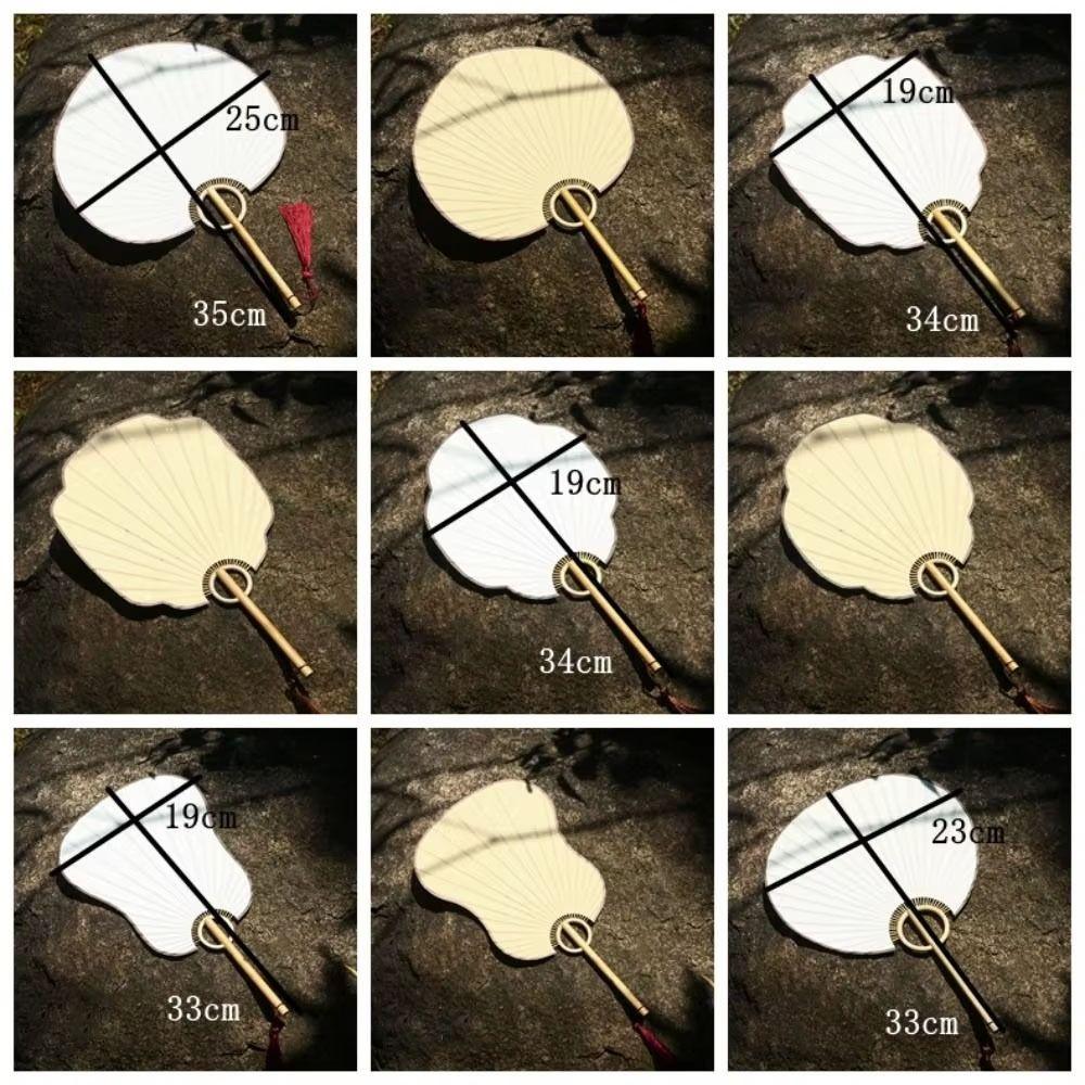 Versatile DIY Xuan Paper Fan Bamboo Handle Japanese Style DIY Fan Blank Round Fan
